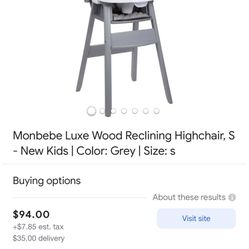  $25High Chair Baby/toddler Grey