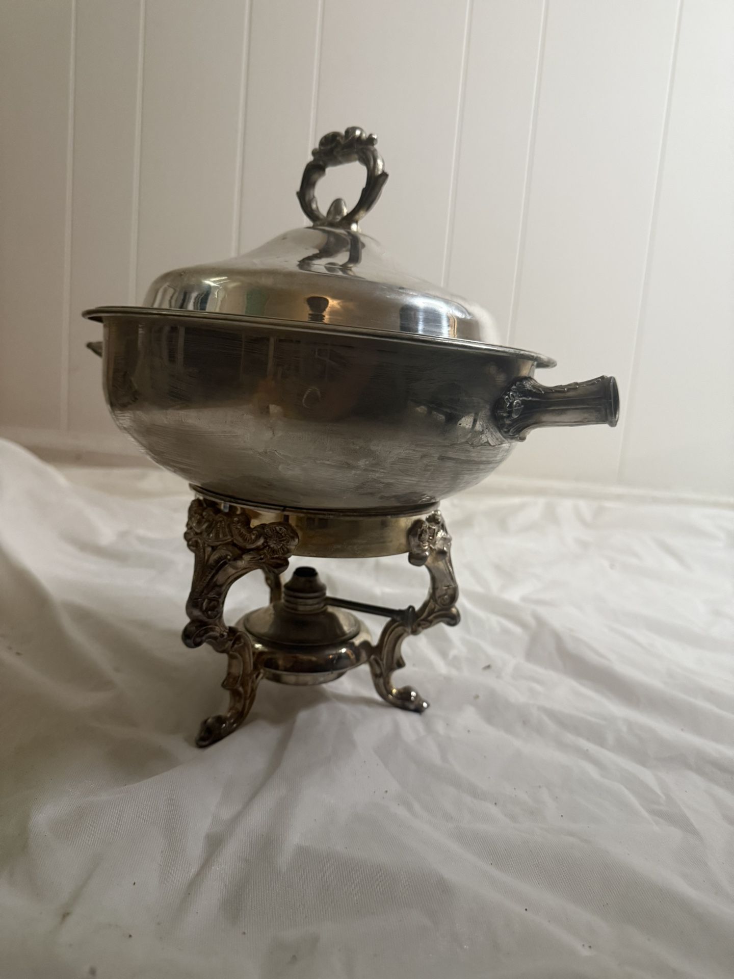Vintage Silver-Plated Chafing Dish with Stand
