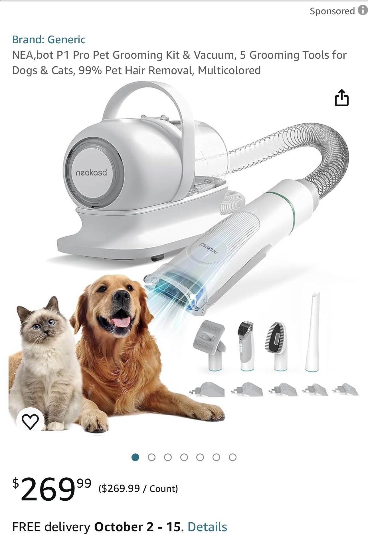 Neabot Pet Grooming Vacuum Kit