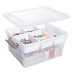 17 QT Plastic Storage Box with Removable Tray Craft Organizers and Storage Clear (OPEN BOX NEVER USE
