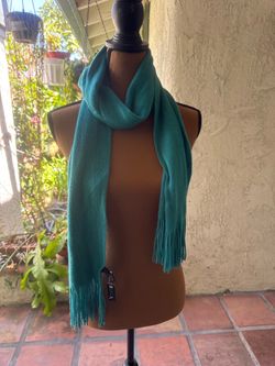 NWT RIKKA Teal Fringe Scarf