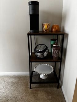 3-Tier Industrial Metal and Wood Shelf