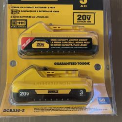 DeWalt 20V MAX 3AH Lithium-ion Compact Batteries, Brand New, $129.99+tax  In Store, Asking 70