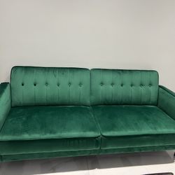 Green Velvet Sofa Bed – Modern & Comfortable