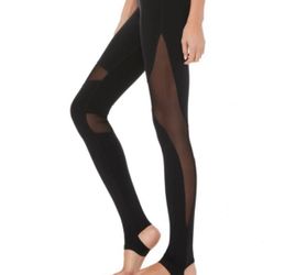 Alo Yoga Coast Legging Pants Jumpsuits High Waist Bottom Mesh Black Women M