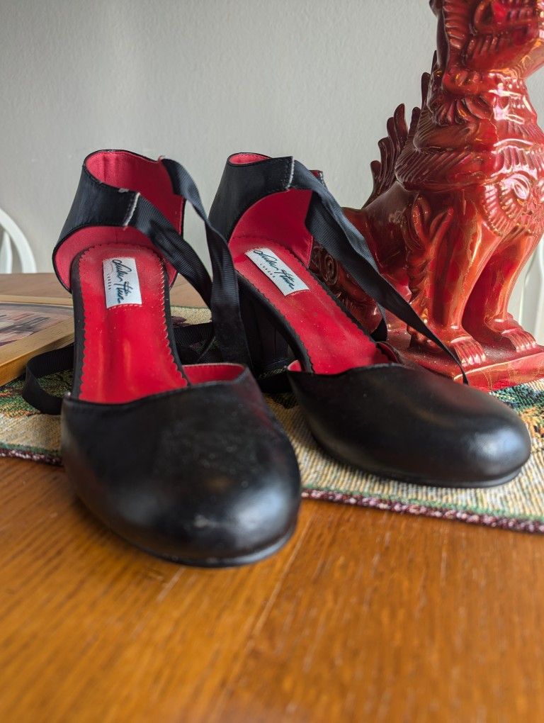 Black Heels W/ Ribbon Size 9
