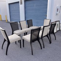 Wood and fabric dining room chairs