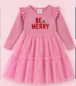 Girls Pink Christmas Tulle Dress