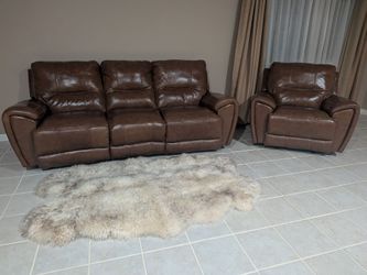 Brown Leather Reclining 3-Seat Sofa and chair Price reduced!