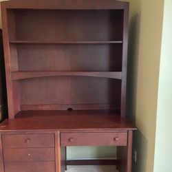 Wood Desk And Hutch