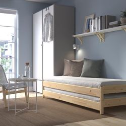 Ikea Utaker stackable twin beds with 2 mattresses