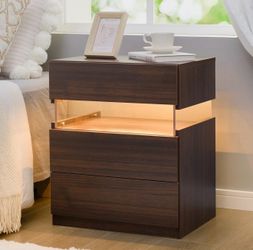 3 Drawers Brown Side Table