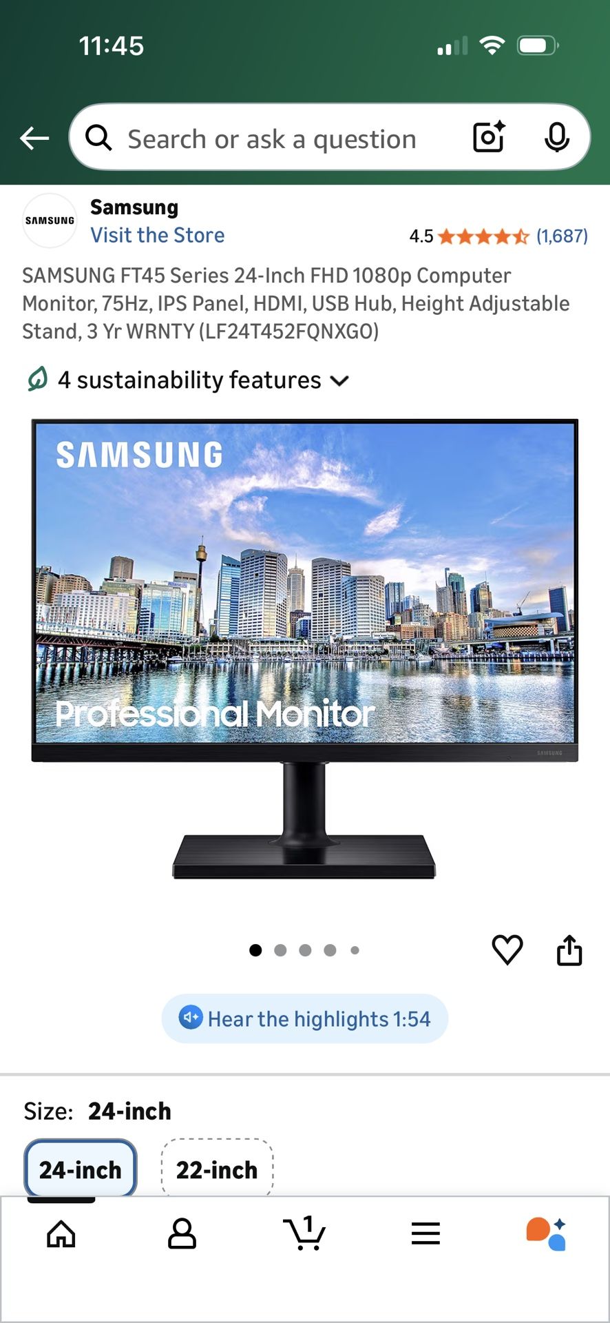 Samsung 24 Inch Professional Monitor