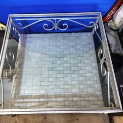 Modern French Light Blue/Grey Cast Iron Coffee Table