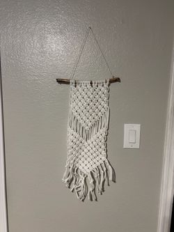 Small Bohemian Macramé Wall Hanging with Wood Dowel