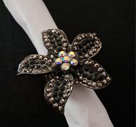 Black Flower Costume Ring