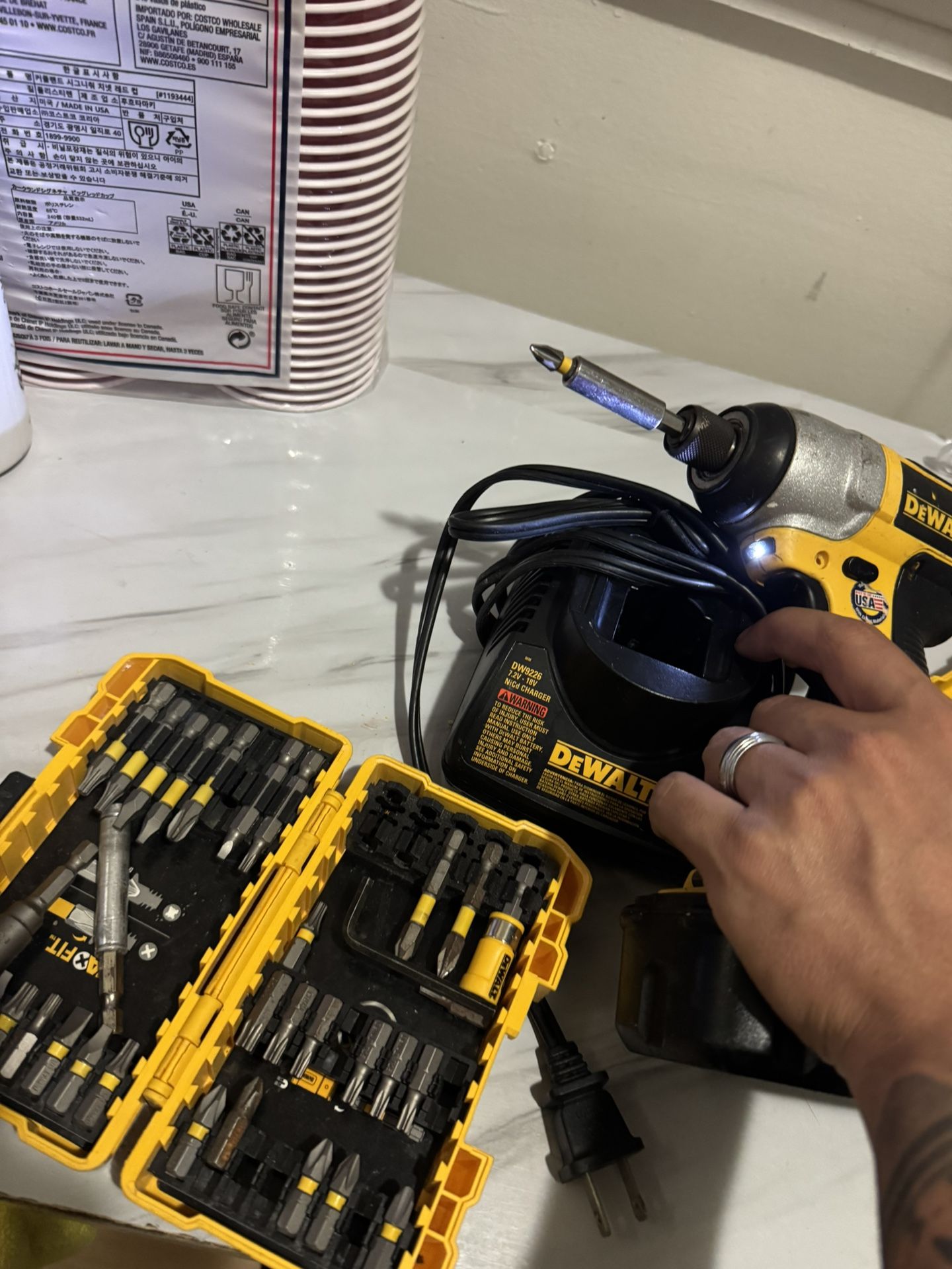 Dewalt Impact And Drill With Drill Bits Charger And Battery