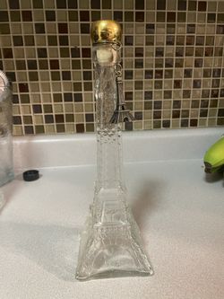 •Eiffel Tower Glass Bottle with Gold Cap
