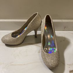 Gold Glitter and Rhinestone Heels, Size  8M