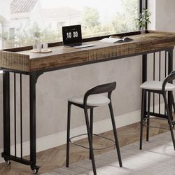 Brown Desk w/ Storage & a Mirror