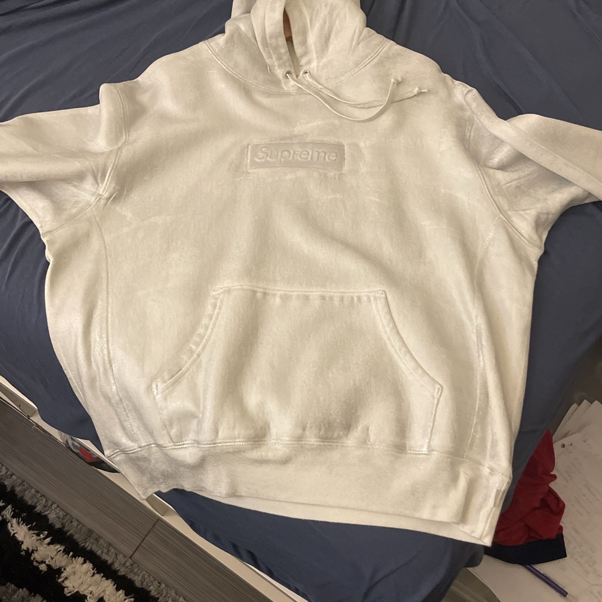 Supreme Maison Margiela White Silver Hoodie Size L