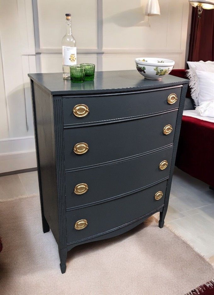 4 Drawer Solid Wood Forest Green Refurbished 
