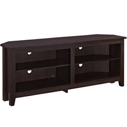Walker Edison Maxwell Classic 2 Shelf Corner TV Stand for TVs up to 65 Inches, 58 Inch, Espresso
