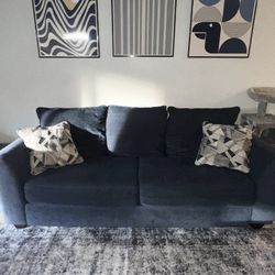 Blue chenille couch