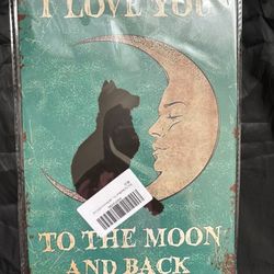 Black Cat / Moon Metal Sign 