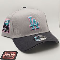 New Era Los Angeles Dodgers South Beach 2 Tone Pink Outline A-Frame Snapback Hat