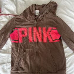Brown PINK hoodie Sz Small