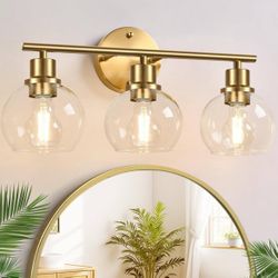 3-Light Bathroom Light Fixture Brushed Gold