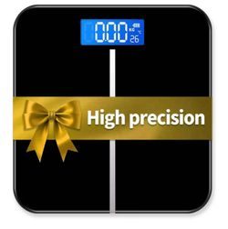 Digital Bathroom Scale for Body Weight High Accuracy LCD Display 396 lb Capacity Step-On Technology Compact Design Black