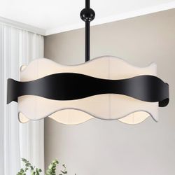 Yidelloc 20.5” Black Drum Chandelier 