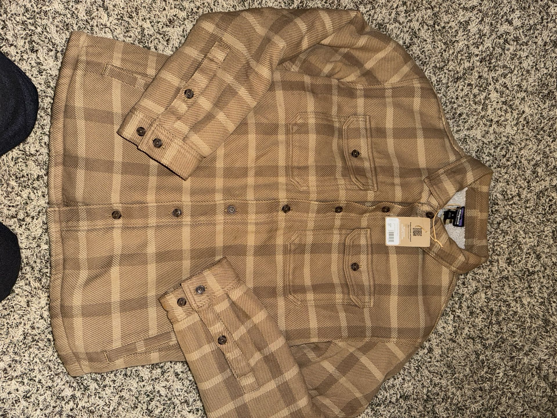 Men’s Patagonia Pile Lined Fjord Loft Shirt Jacket Coriander Brown Medium Brand New