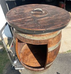 Custom Solid Wood Distressed Barrel Table