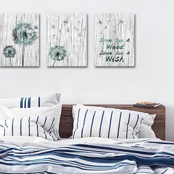 3 Pieces Rustic Bathroom Wall Decor Some See a Weed Some See a Wish Abstract Dandelion Inspirational Quote Artwork for Bedroom Home Decor