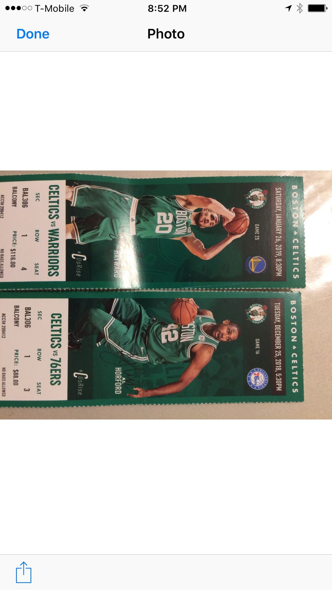 Celtics tickets/vs sixers