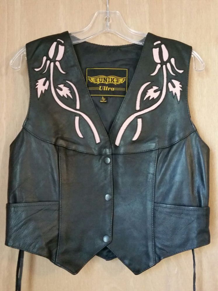 Ladies New Biker Leather Vest Large