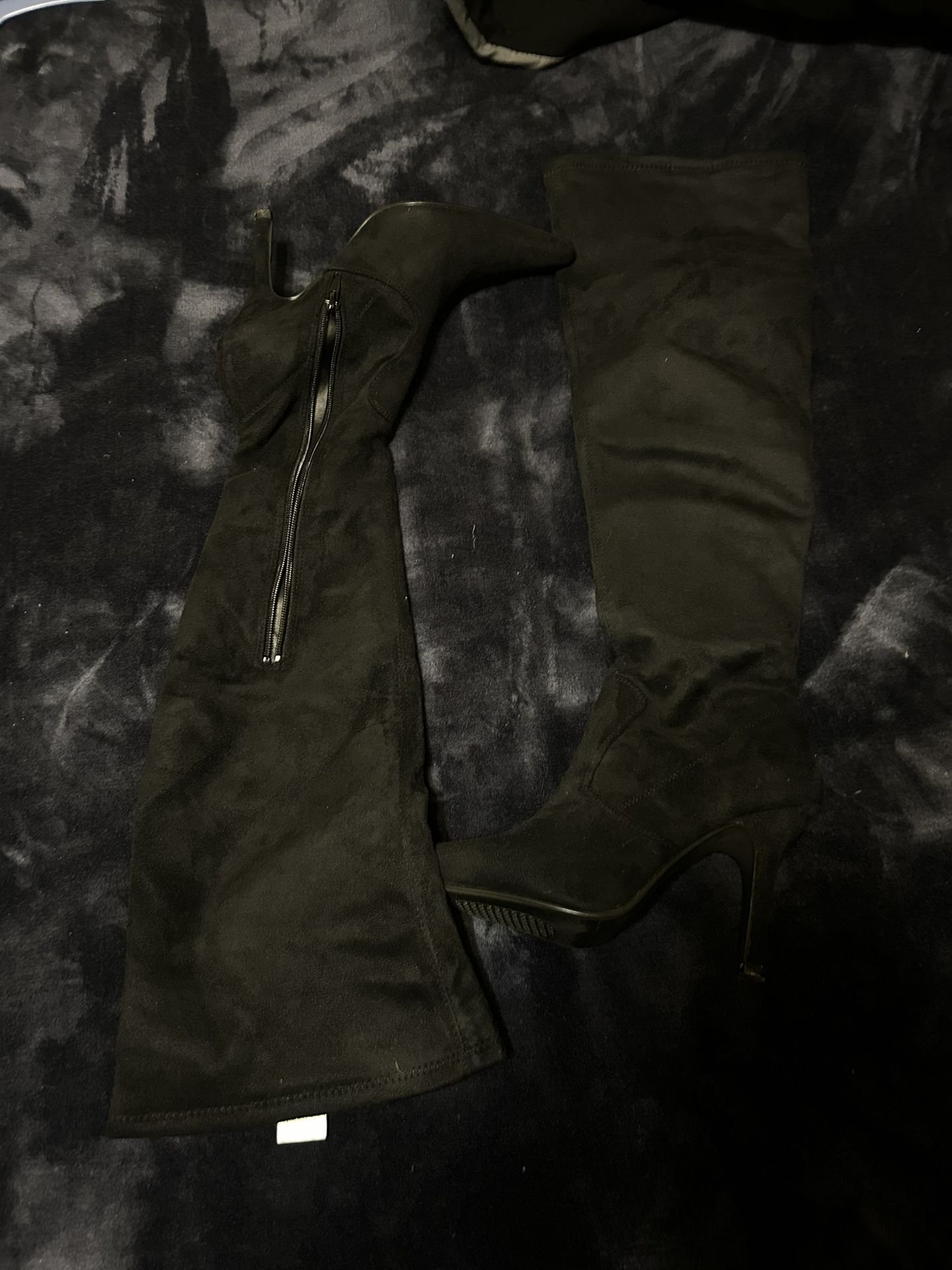 ASOS Womens Kill Joy Over The Knee Boots Olive Green Suede Material black#boots #women’s #suede