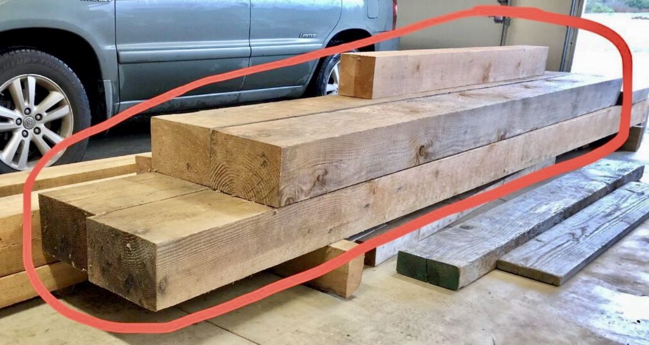Beautiful rough sawn Douglas Fir wood (can sell as pkg or separately) perfect for fireplace mantle, outdoor deck/patio…)