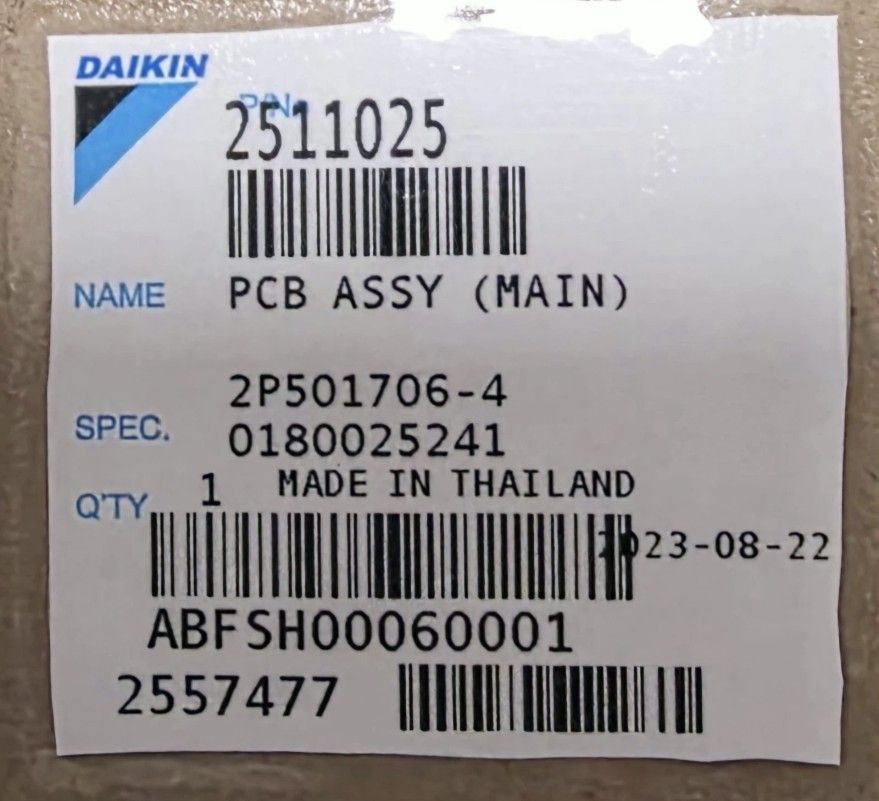 DAIKIN INDUSTRIES (contact info removed) HVAC SYSTEM PCB MAIN BOARD ASSEMBLY