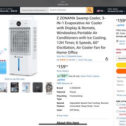 3-IN-1 Evaporative Air Cooler with Display & Remote - NEW