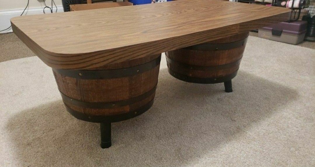 Farmhouse Barrel Furniture With Side Tables Lamps Coffee Table