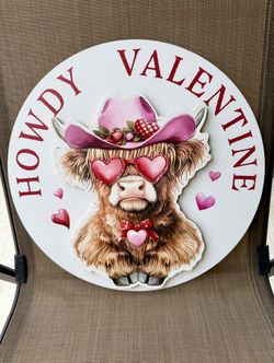 Howdy Valentine Highland Cow Wood Wall Decor