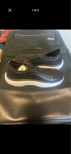 Black Leather Low-Top Sneakers with Tags