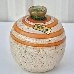 JAPANESE MCM Art Pottery Small Weed Pot Or Vase W Labels 