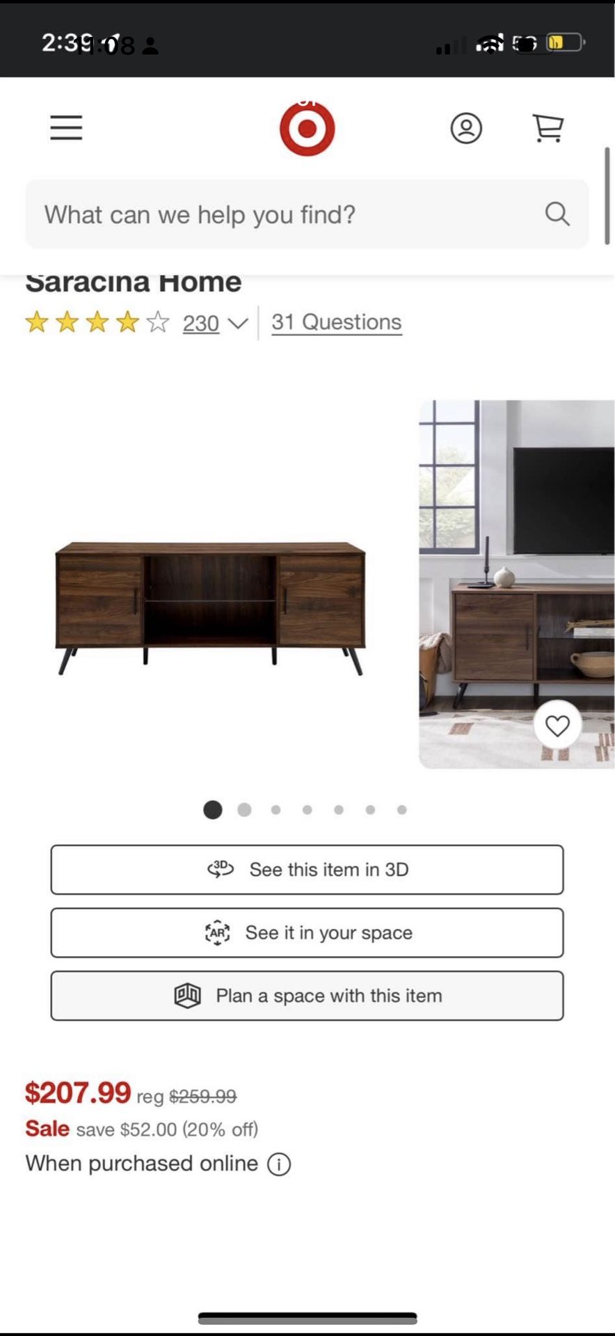 w 2 Door Mid-Century Modern Wood Storage TV Stand for TVs up to 65" - Saracina Home