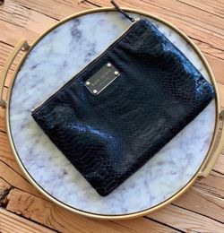 KATE SPADE BLACK FAUX SNAKE SKIN MINI CLUTCH