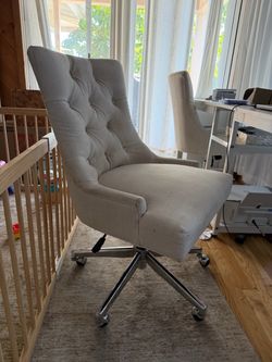 2x Tufted Upholstered Office Chair with Chrome Base